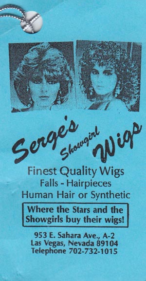 Serge's Showgirl Wigs Tag