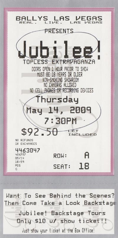 Jubilee! Ticket, Bally's Las Vegas, 3645 Las Vegas Boulevard South, Las Vegas, Nevada