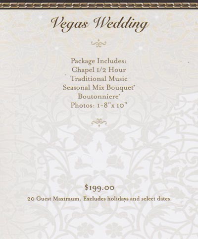 Vegas Wedding Information, Brochure, Canterbury Wedding Chapel, Excalibur Hotel & Casino, 3850 Las Vegas Boulevard South, Las Vegas, Nevada