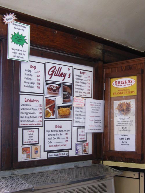 Menu, Gilley's PM Lunch, 175 Fleet Street, Portsmouth, New Hampshire