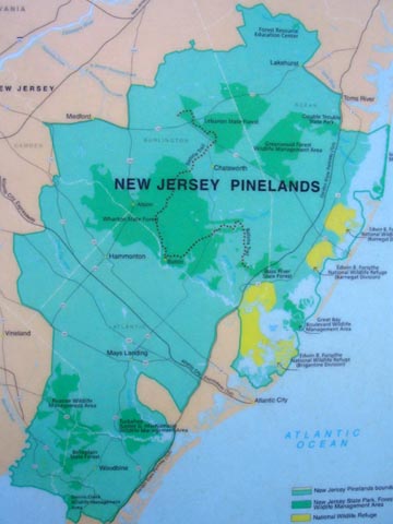 New Jersey Pinelands Map, Atsion Recreation Area, Pine Barrens, New Jersey