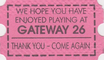 Prize Coupon, Gateway 26 Casino, 26th Avenue &amp; The Boardwalk, Wildwood, New Jersey