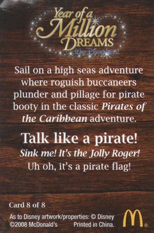 Pirates of the Caribbean Talk Like A Pirate Card, McDonald's, Terminal C, Newark Liberty International Airport, Newark, New Jersey