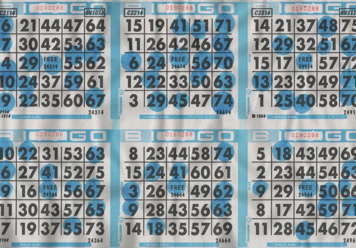 Bingo Sheet, Bradley Bingo Hall, 1009 Ocean Avenue, Bradley Beach, New Jersey