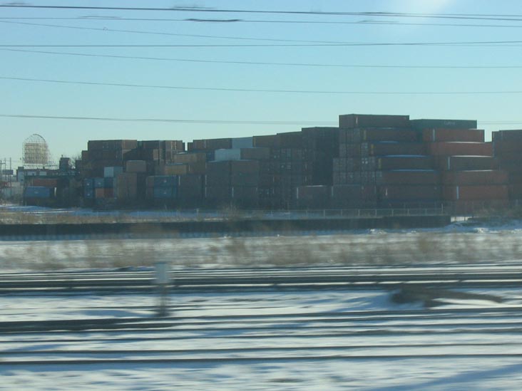 Containers in Railyards near Newark, NJ, New Jersey Transit's Northeast Corridor Line