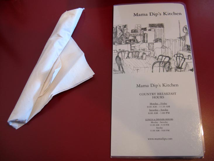 Menu, Mama Dip's Kitchen, 408 West Rosemary Street, Chapel Hill, North Carolina
