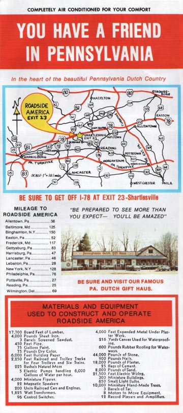 Brochure, Roadside America, Shartlesville, Pennsylvania