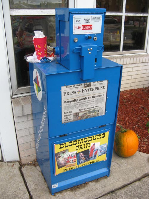 Press Enterprise Newspaper Box, New Bloomsburg Diner, 161 East Main Street, Bloomsburg, Pennsylvania