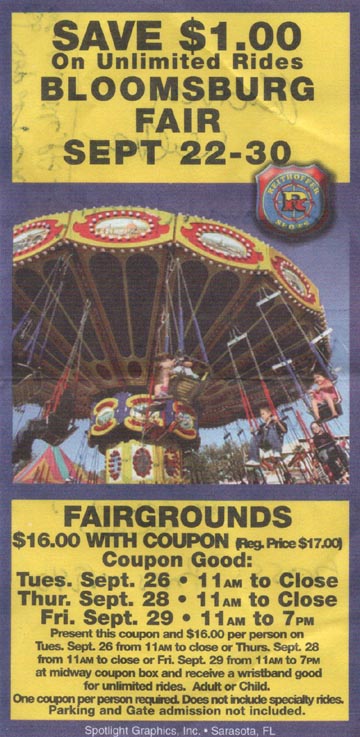 Coupon, Bloomsburg Fair, Bloomsburg, Pennsylvania