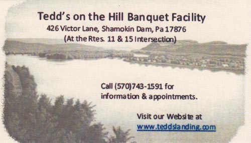 Business Card, Tedd's on the Hill, 426 Victor Lane, Shamokin Dam, Pennsylvania