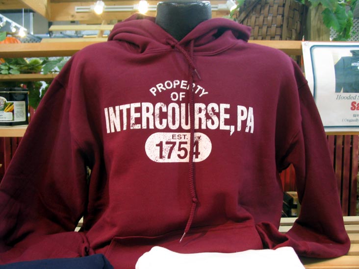 Intercourse, PA Hoodie Sweatshirt, Intercourse Canning Company, 3612 East Newport Road, Intercourse, Pennsylvania