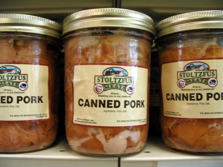 Canned Pork, Stoltzfus Meats, 3614 Old Philadelphia Pike, Intercourse, Pennsylvania