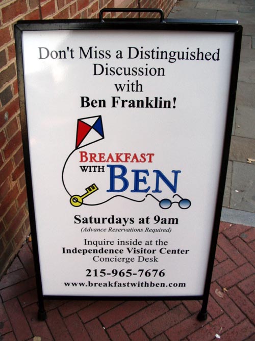 Breakfast With Ben Sandwich Board, Independence Visitor Center, Philadelphia, Pennsylvania