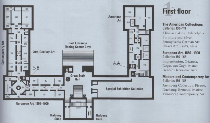 Floor Plan, First Floor, Philadelphia Museum of Art, 2600 Benjamin Franklin Parkway, Philadelphia, Pennsylvania
