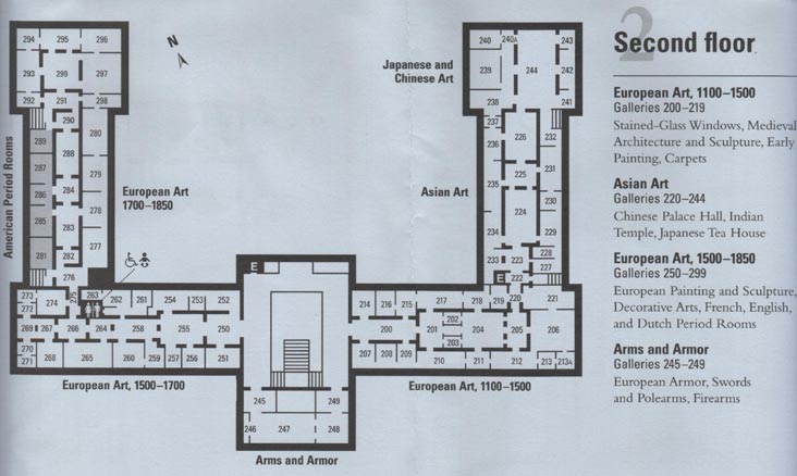 Floor Plan, Second Floor, Philadelphia Museum of Art, 2600 Benjamin Franklin Parkway, Philadelphia, Pennsylvania