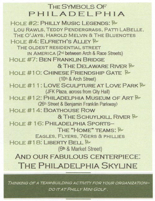 The Symbols of Philadelphia, Philly Mini Golf, Franklin Square, Center City Philadelphia, Pennsylvania