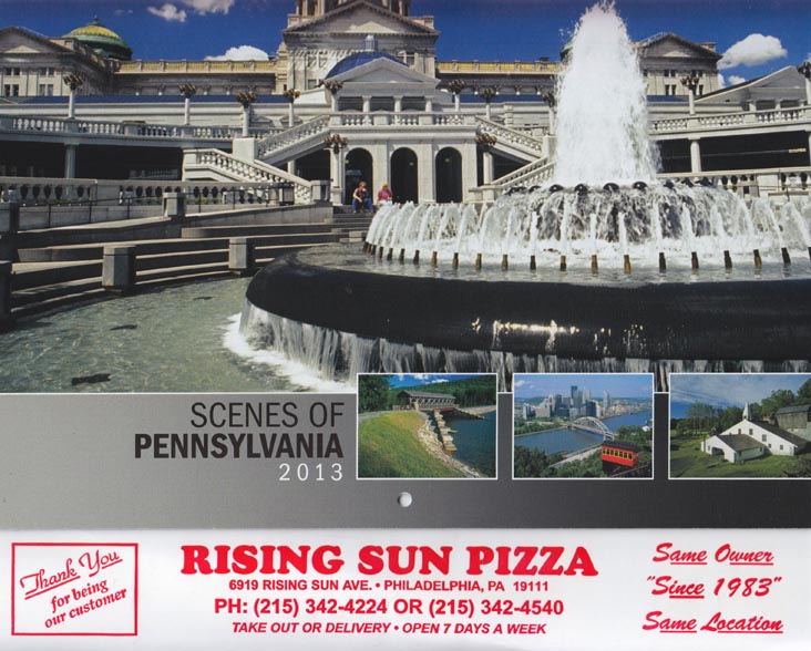 Calendar, Rising Sun Pizza, 6919 Rising Sun Avenue, Northeast Philadelphia, Philadelphia, Pennsylvania