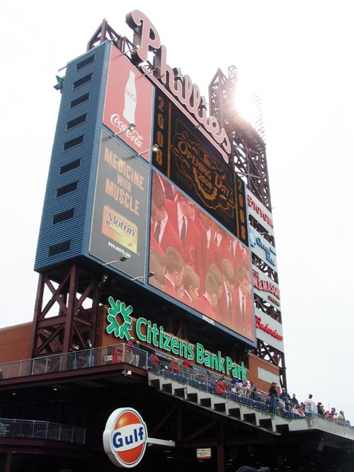 Scoreboard, Citizens Bank Park, South Philadelphia, Philadelphia, Pennsyvlania, Opening Day, March 31, 2008