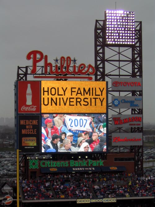 Scoreboard, Philadelphia Phillies vs. Washington Nationals, Citizens Bank Park, South Philadelphia, Philadelphia, Pennsyvlania, Opening Day, March 31, 2008