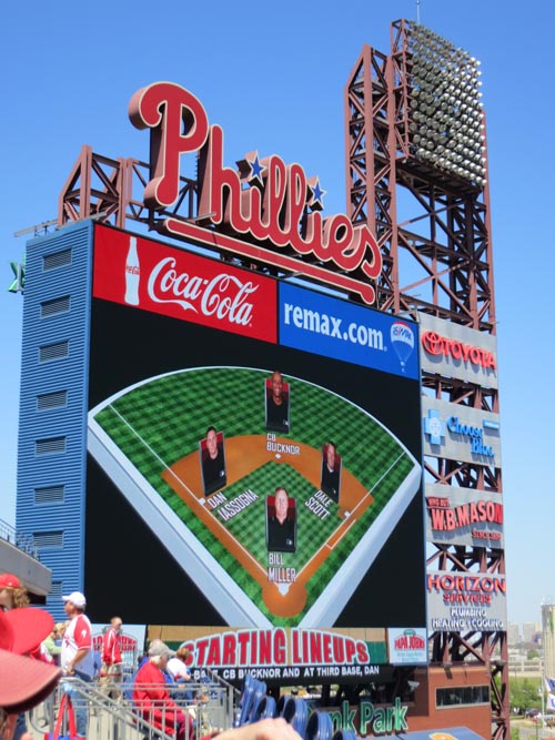 Jumbotron, Philadelphia Phillies vs. Chicago Cubs, Citizens Bank Park, Philadelphia, Pennsylvania, April 29, 2012