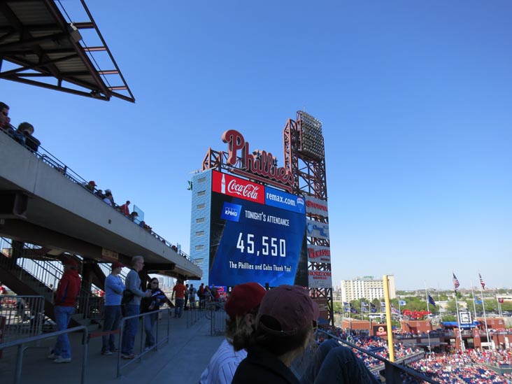 Attendance Figure, Jumbotron, Philadelphia Phillies vs. Chicago Cubs, Citizens Bank Park, Philadelphia, Pennsylvania, April 29, 2012