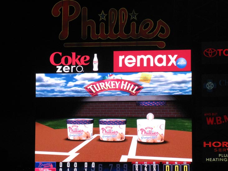 Scoreboard, Philadelphia Phillies vs. Atlanta Braves, Citizens Bank Park, Philadelphia, Pennsylvania, May 7, 2011