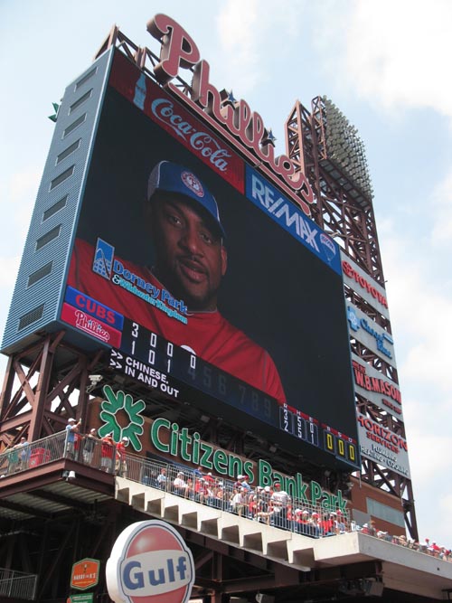 Scoreboard, Philadelphia Phillies vs. Chicago Cubs, View From Section 140, Citizens Bank Park, Philadelphia, Pennsylvania, June 12, 2011