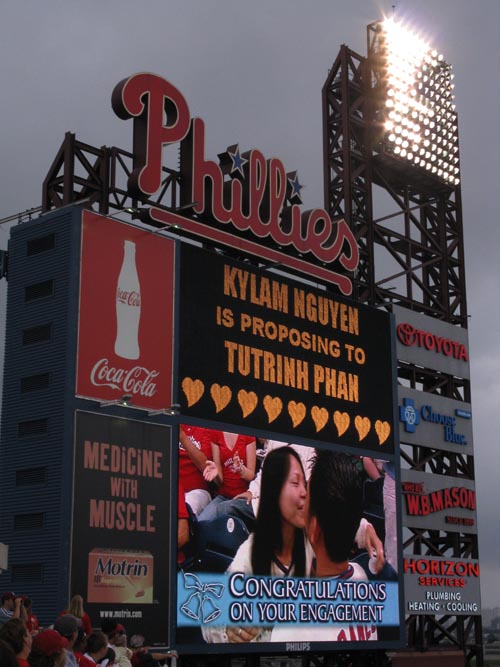 Marriage Proposal On Jumbotron, Philadelphia Phillies vs. New York Mets, View From Section 331, Citizens Bank Park, Philadelphia, Pennsylvania, September 12, 2009