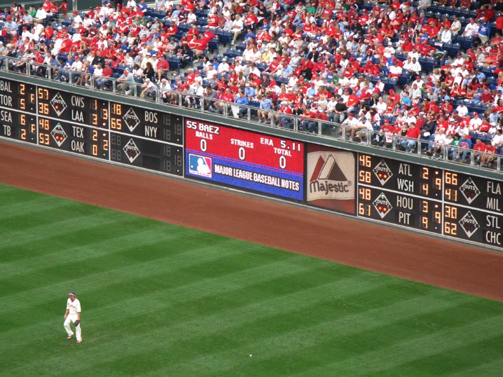 Out Of Town Scoreboard, Right Field Wall, Philadelphia Phillies vs. New York Mets, View From Section 417, Citizens Bank Park, Philadelphia, Pennsylvania, September 26, 2010