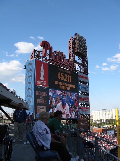 Scoreboard Jumbotron, Philadelphia Phillies vs. Florida Marlins, View From Section 331, Citizens Bank Park, Philadelphia, Pennsylvania, October 4, 2009