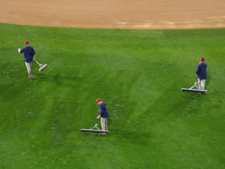 Groundskeeping Crew, Pregame, View From Section 302, Philadelphia Phillies vs. New York Yankees, World Series Game 3, Citizens Bank Park, Philadelphia, Pennsylvania, October 31, 2009