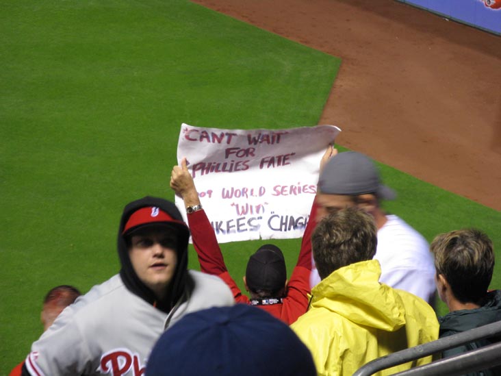 Fan Sign, Section 301, Philadelphia Phillies vs. New York Yankees, World Series Game 3, Citizens Bank Park, Philadelphia, Pennsylvania, October 31, 2009