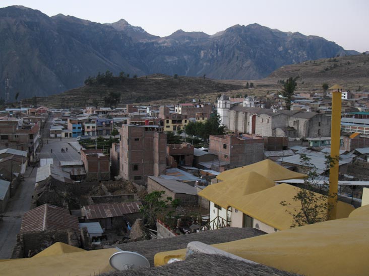View of Plaza de Armas From Kuntur Wassi, Calle Cruz Blanca, Cabanaconde, Colca Valley/Valle del Colca, Arequipa Region, Peru