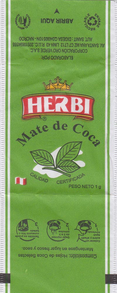 Herbi Mate de Coca Tea Wrapper