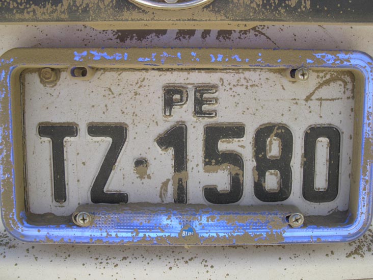 Peruvian License Plate, Paucartambo, Cusco Region, Peru, July 15, 2010, 11:45 a.m.