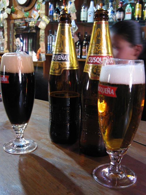 Cusqueña Malta and Cusqueña Regular Beer, Rosie O'Grady's Irish Pub, Santa Catalina Ancha, 360, Cusco, Peru