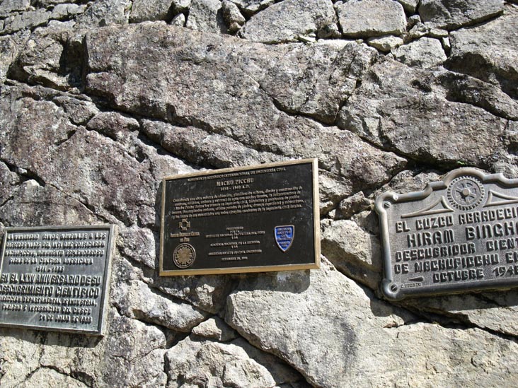 Plaques Near Ticket Gate, Machu Picchu, Peru