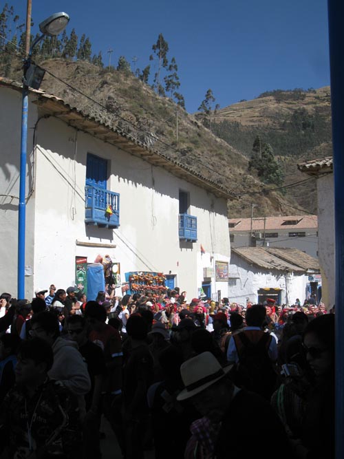 Maqtas Entering Paucartambo, Fiesta Virgen del Carmen, Plaza de Armas, Paucartambo, Peru, July 15, 2010