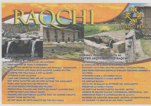 Ticket, Raqchi, Cusco Region, Peru