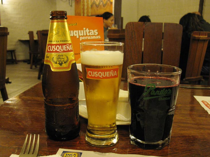 Cusqueña Beer and Chicha Morada, Pardo's Chicken, Avenida Benavides, 730, Miraflores, Lima, Peru