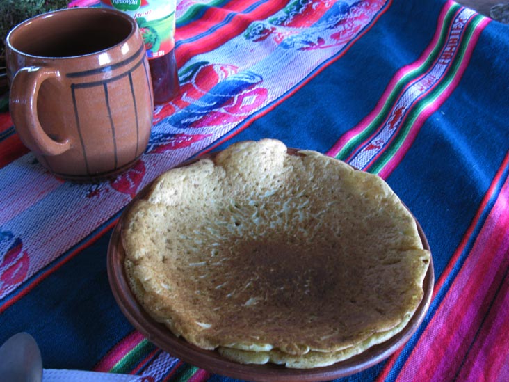 Quinoa Pancakes, Breakfast, Homestay, Amantaní Island, Lake Titicaca/Lago Titicaca, Peru