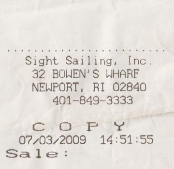 Receipt, Sightsailing of Newport Schooner Aquidneck Day Sail