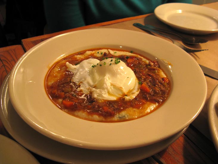 Braised Oxtail Ragout Over Cheese Grits With Poached Egg, Hominy Grill, 207 Rutledge Avenue, Charleston, South Carolina