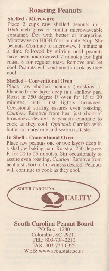 South Carolina Peanut Board South Carolina Peanut Recipes Brochure