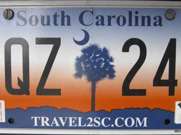 South Carolina State License Plate