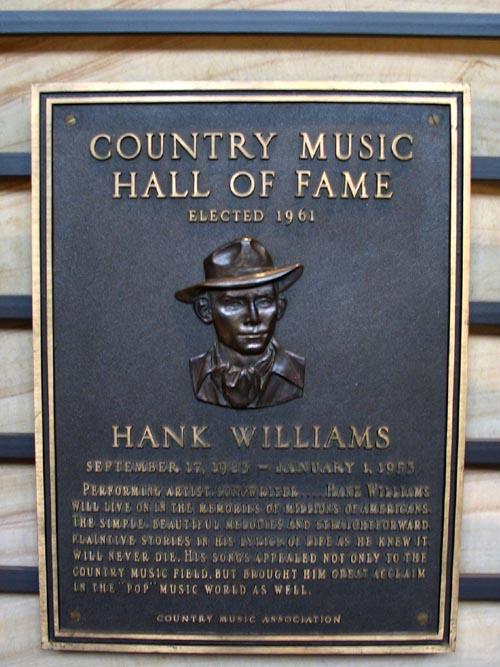 Hank Williams Plaque, Hall of Fame Rotunda, Country Music Hall of Fame and Museum, 222 5th Avenue South, Nashville, Tennessee