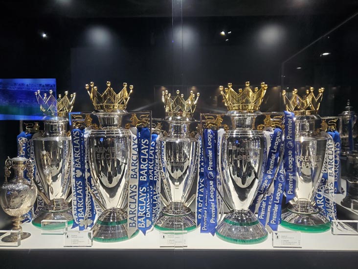 Premier League Trophies, Trophy Room, Chelsea FC Museum, Stamford Bridge Stadium, Fulham, London, England, April 10, 2023