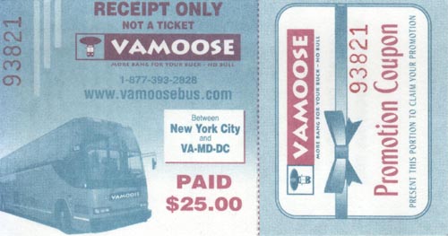 Vamoose Receipt