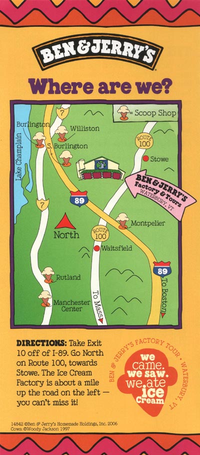Tour Brochure, Ben & Jerry's Factory, Route 100, Waterbury, Vermont