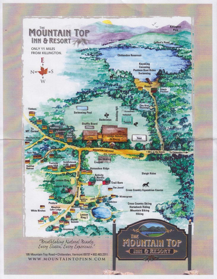 Map, The Mountain Top Inn & Resort, 195 Mountain Top Road, Chittenden, Vermont